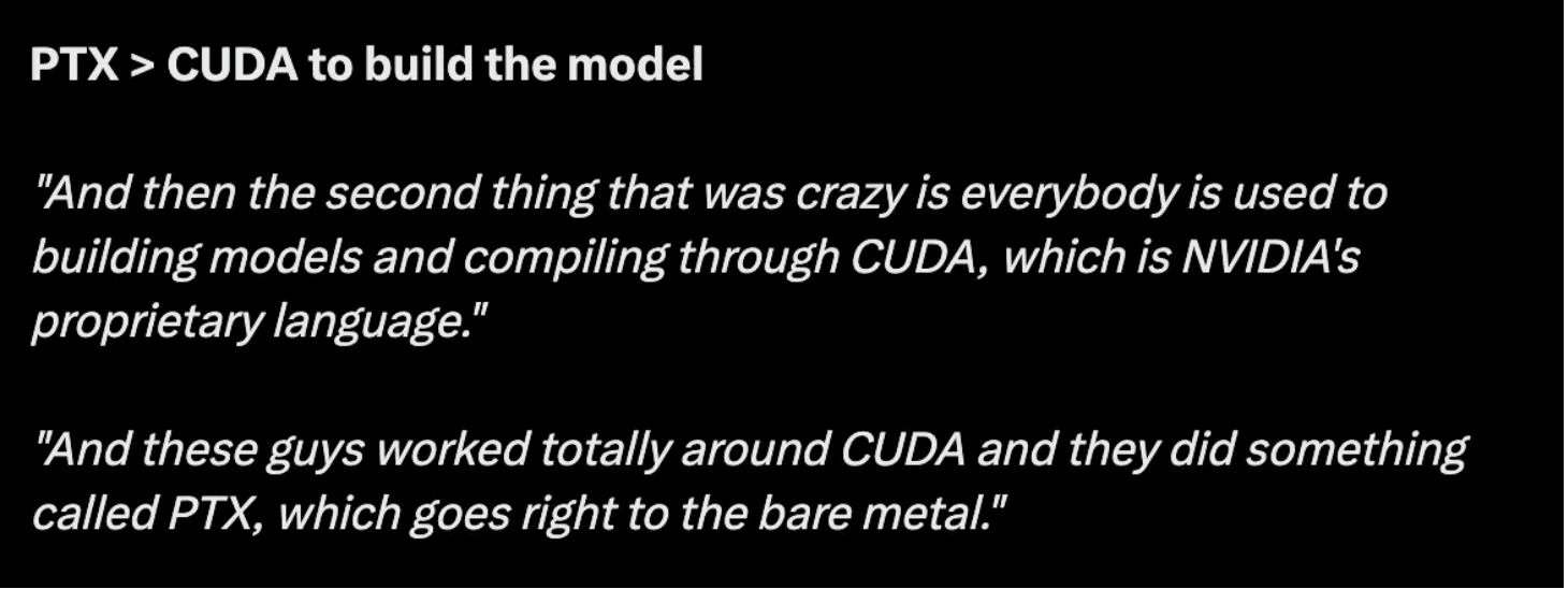 Quote about PTX being used to bypass CUDA and go to bare metal